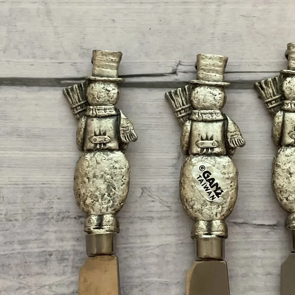 Ganz Snowman Butter Appetizer‎ Cheese Spreader Knife Set Of 4 Christmas Winter